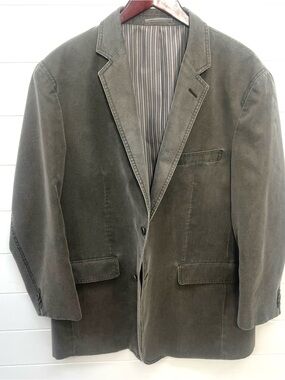 Franco Francesco Mens 44R Textured Blazer Gray Olive Washed Sport Coat